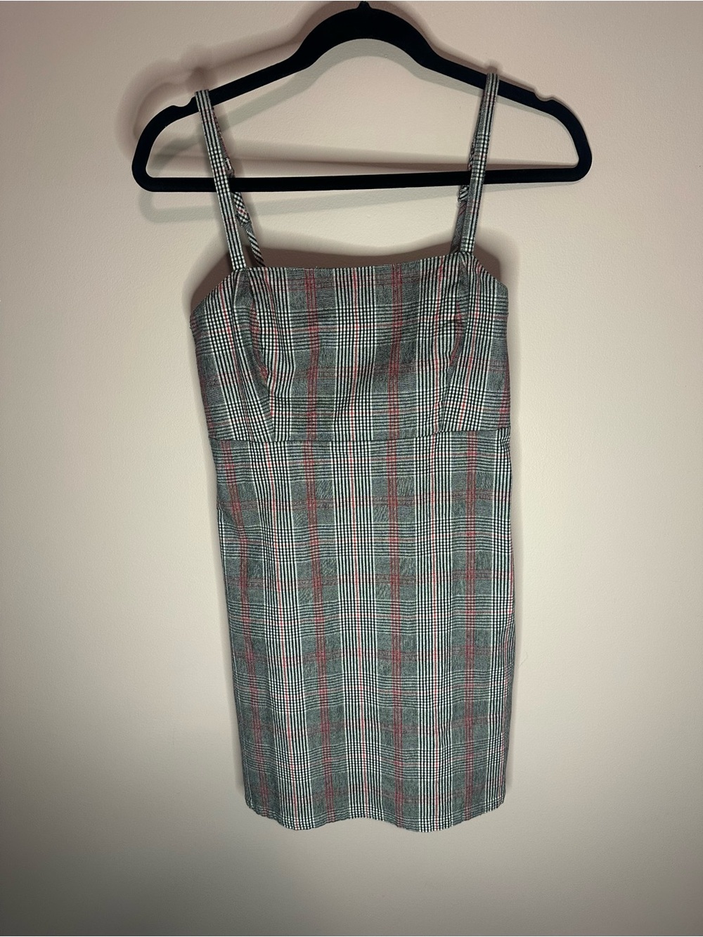 Hollister Gray Plaid Mini Dress with Red Accent Stripes